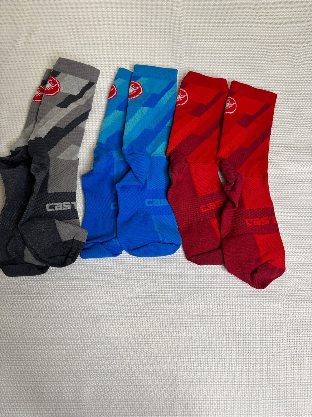 Castelli Women's Performance Cycling Socks - Red, Blue, Gray